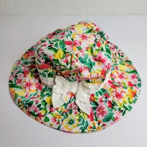 Janie and Jack Baby Floral Bow Sun Hat Size 12 to 18 months, Cottob Beach Hat